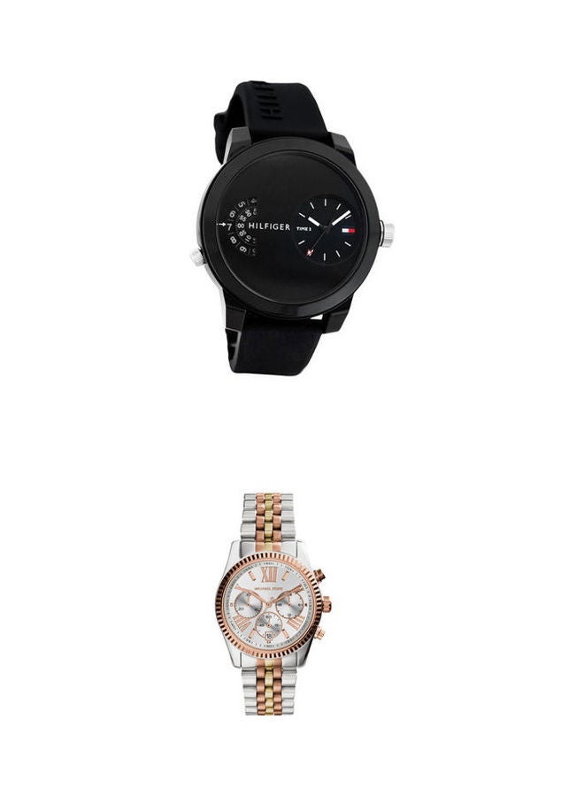 تومي هيلفيغر Men's Silicone Chronograph Watch 1791555 With Stainless Steel Chronograph Watch Mk5735 