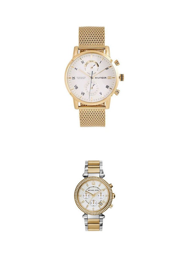 men Kane Water Resistant Analog Watch 1710403 With Stone-Studded Chronograph Watch Mk5626 Set