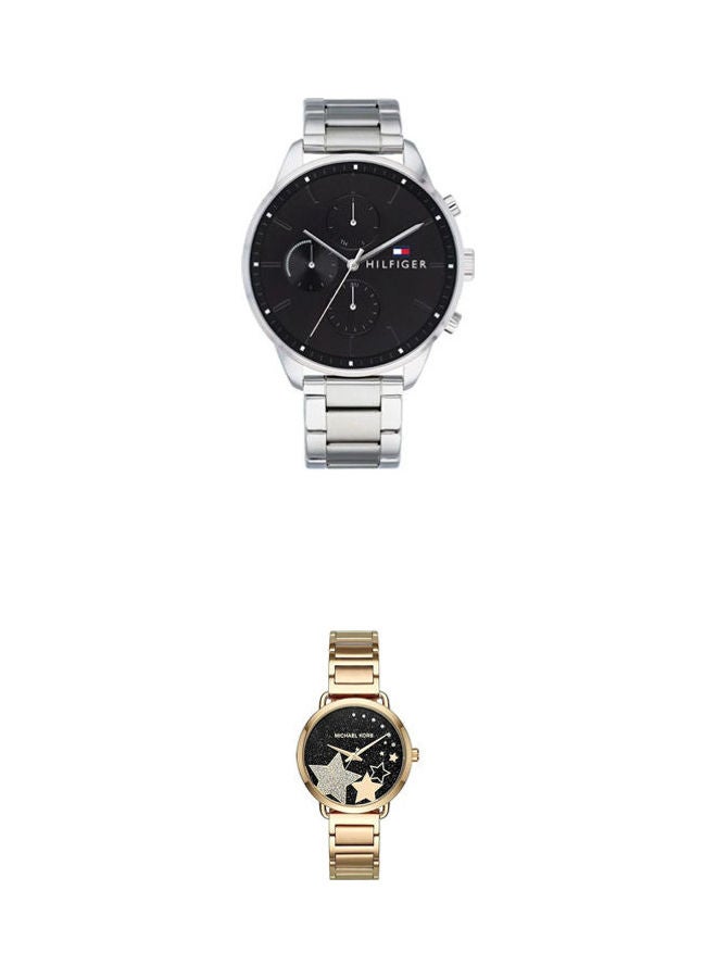 TOMMY HILFIGER Men's Water Resistant Chronograph Watch With Stainless Steel Round Analog Wrist Watch Mk3794 Set - Image 1