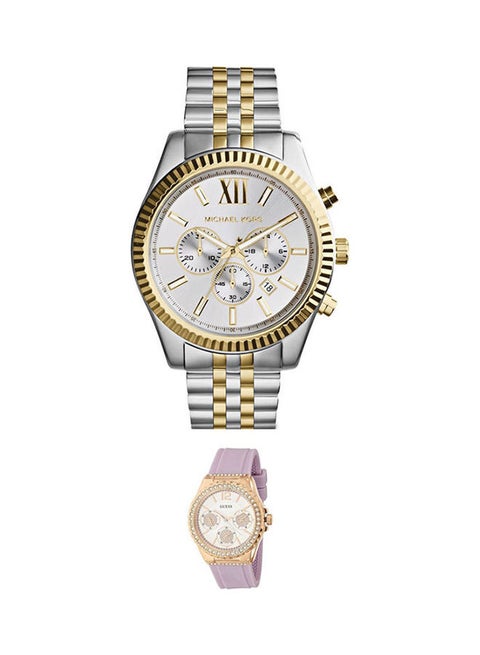 Men's Lexington Chronograph Watch MK8344 And Starlight Analog Watch W0846L6 Set