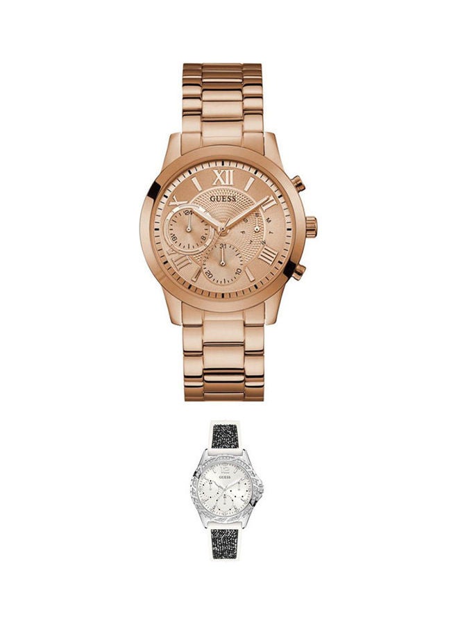 GUESS Men's Solar Analog Watch W1070L3 with Women's Swirl Water Resistant Analog Watch W1096L1 - Image 1