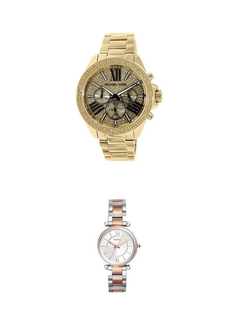 women Water Resistant Stainless-Steel Analog Wrist-Watch With Carlie Water Resistant Analog Watch Es4342
