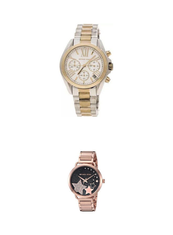 Michael Kors - women Stainless Steel Chronograph Watch Mk5974 With Women's Stainless Steel Analog Watch MK3795 - Image 1