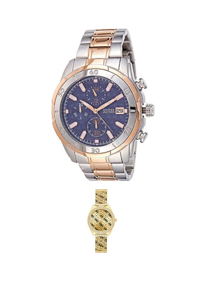 جس Men's Water Resistant Stainless Steel Chronograph Watch W0746G1 With Women'S Water Resistant Analog Watch W1279L2 - Image 1