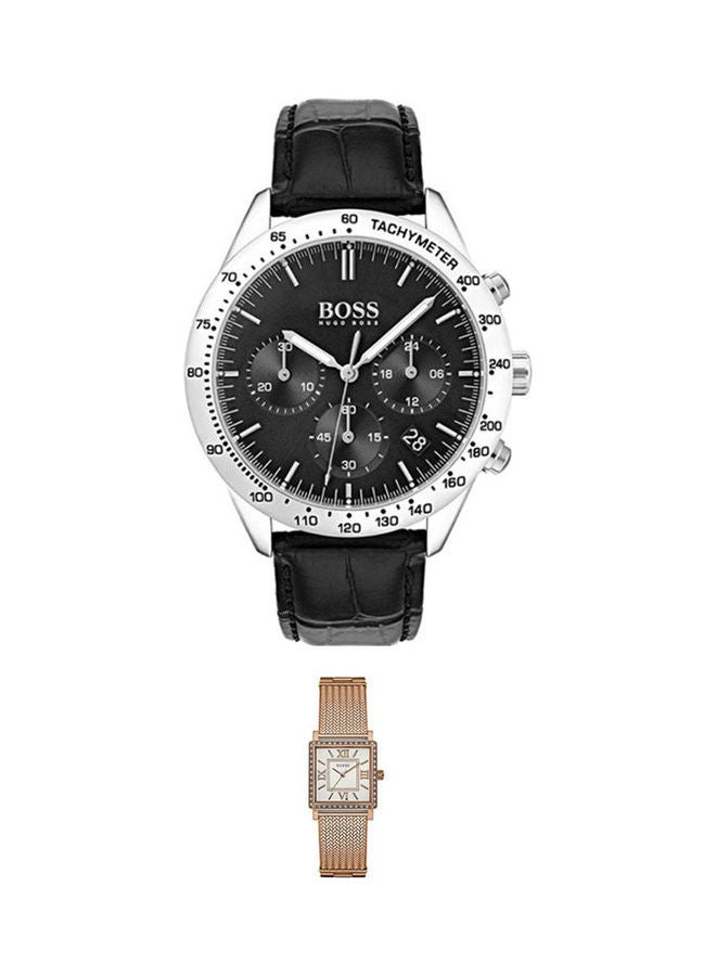 هوغو بوس Men's Talent Chronograph Watch 1513579 With Stainless Steel Analog Watch W0826L3 Set  - Image 1