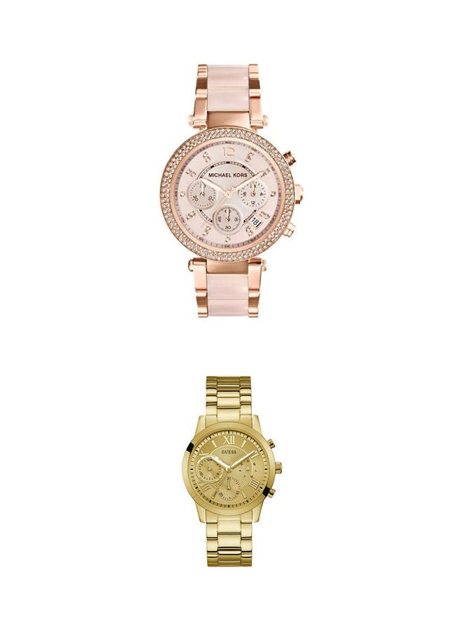 Michael Kors - women Parker Round Shape Stainless Steel Chronograph Wrist Watch With Women'S Stainless Steel Chronograph Watch W1070L2 - Image 1