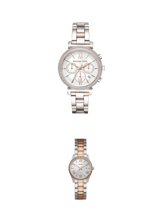 Michael Kors - Women's Sofie Chronograph Watch And Women's Stainless Steel Analog Watch W0985L3 Set - Image 1