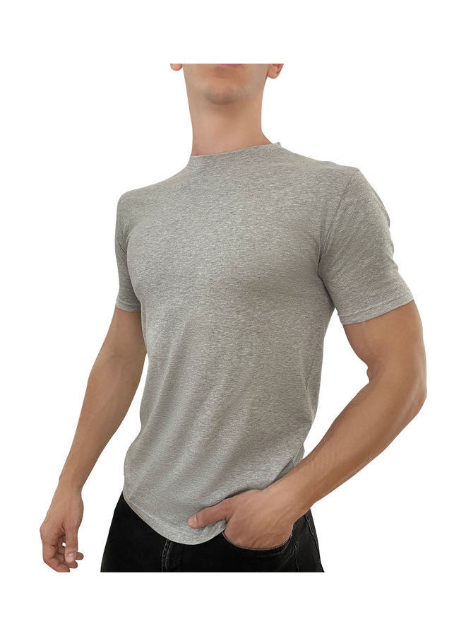 تيشيرت كمفورت زون برقبة دائرية مناسب للارتداء اليومي رمادي، أبيض - Image 2