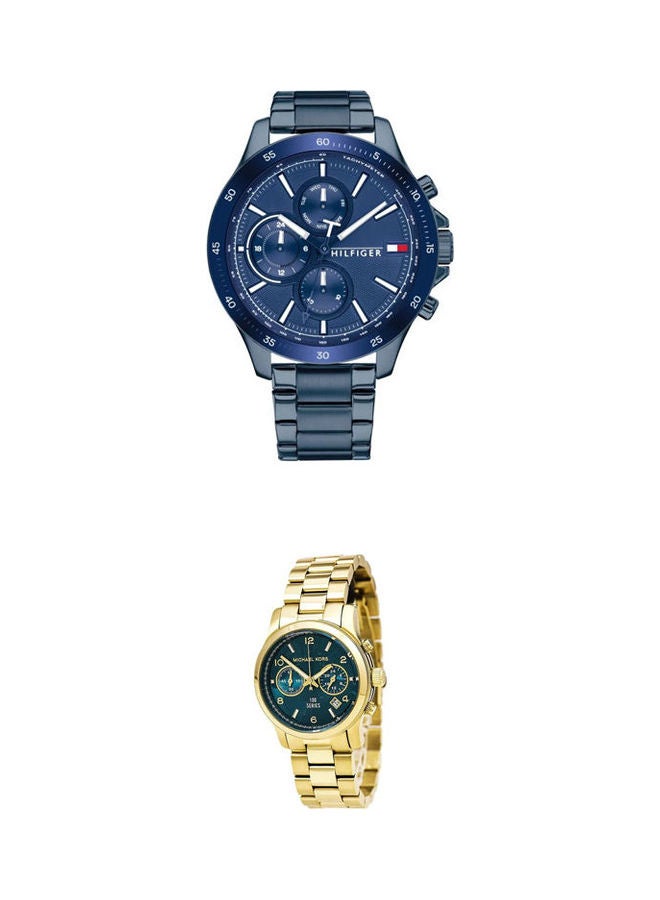 TOMMY HILFIGER - men Bank Round Shape Stainless Steel Analog Wrist Watch With Women'S Water Resistant Analog Watch Mk5815 - Image 1