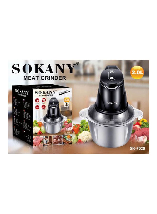 sokany - Grinder And Chopper With Stainless Bowl 2 L 400 W SK-7020 / SK-7020N Multicolour - Image 1