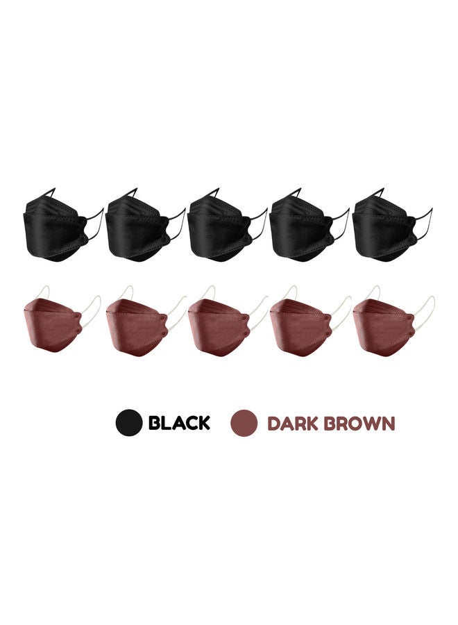 MedOne - 10-Piece KF94 Face Mask For Adults Black and Dark Brown - Image 1