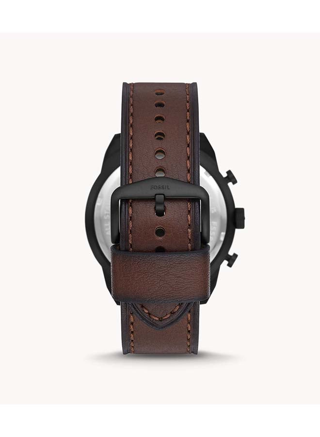 FOSSIL Men's Bronson Leather Strap Chronograph Wrist Watch FS5875 - 50 mm - Brown  - Image 3