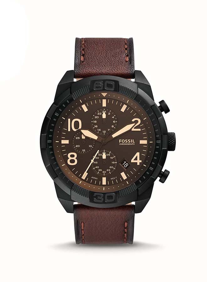 FOSSIL Men's Bronson Leather Strap Chronograph Wrist Watch FS5875 - 50 mm - Brown  - Image 1