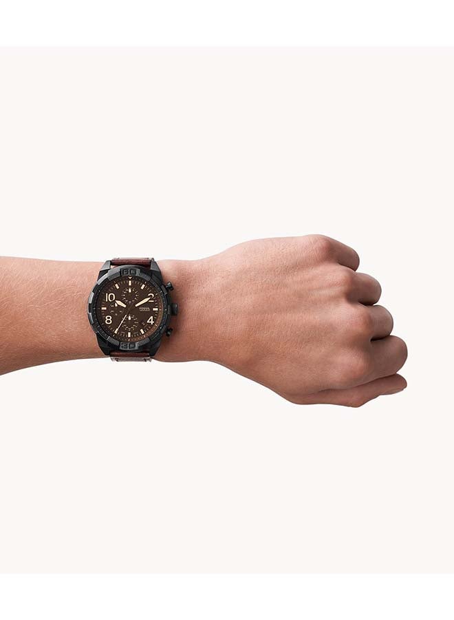 FOSSIL Men's Bronson Leather Strap Chronograph Wrist Watch FS5875 - 50 mm - Brown  - Image 4