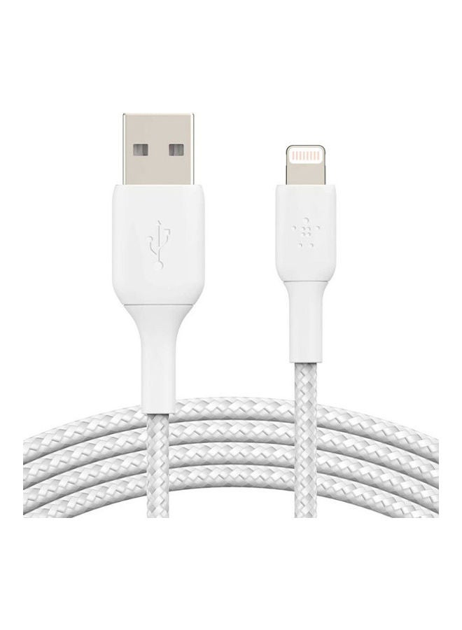 belkin - Braided iPhone Charging Cable, USB A To Lightning Cable (Boost Charge To USB For iPhone, iPad, Airpods) MFI-Certified Apple Cable, (3 M, ) White - Image 1
