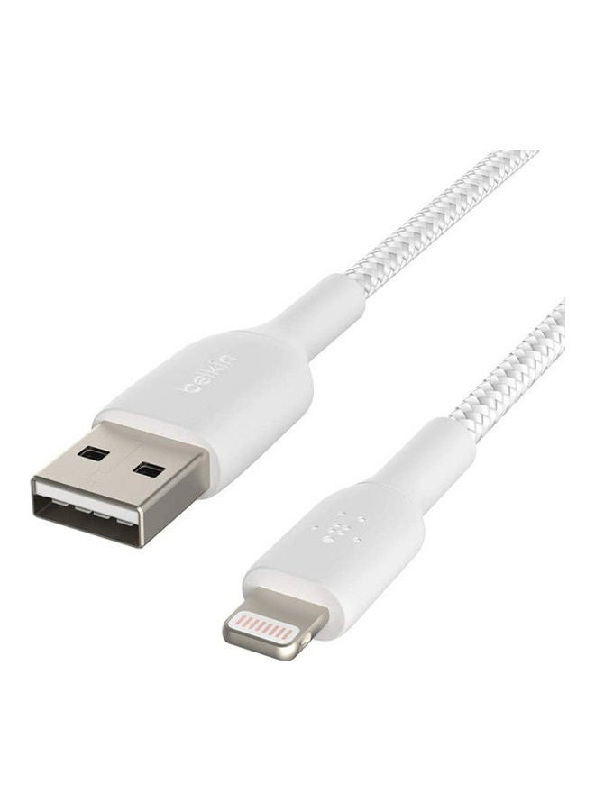 belkin - Braided iPhone Charging Cable, USB A To Lightning Cable (Boost Charge To USB For iPhone, iPad, Airpods) MFI-Certified Apple Cable, (3 M, ) White - Image 1