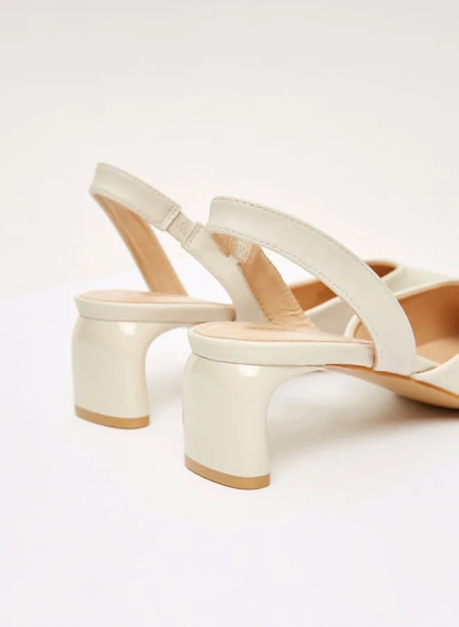 shoexpress Elasticated Strap Low Heeled Mules Nude