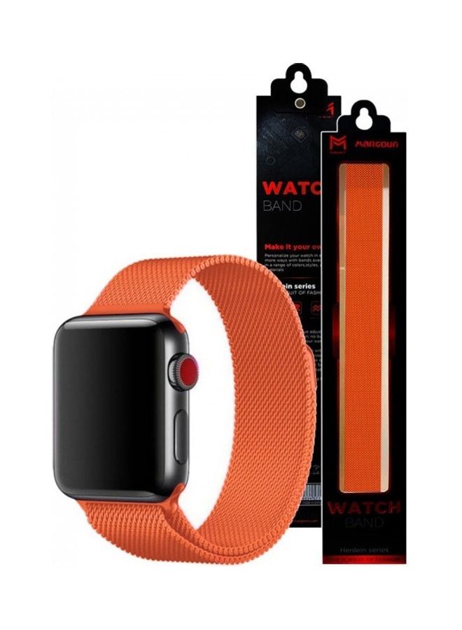 MARGOUN - Stainless Steel Milanese Loop Mesh Band for Apple Watch 7/6/SE/5/4/3/2/1 42mm/44mm/45mm Orange - Image 1