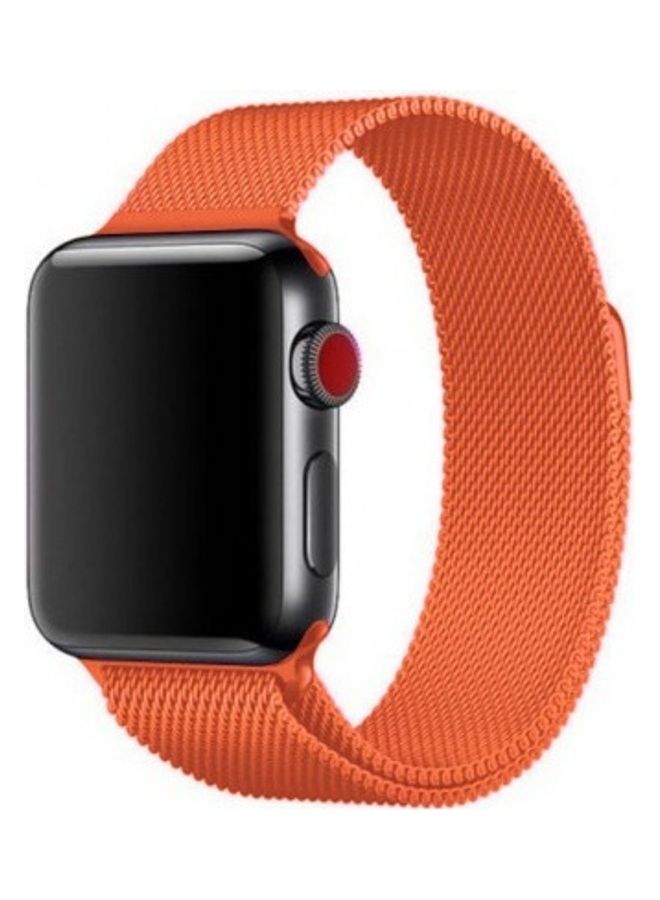 MARGOUN - Stainless Steel Milanese Loop Mesh Band for Apple Watch 7/6/SE/5/4/3/2/1 42mm/44mm/45mm Orange - Image 1