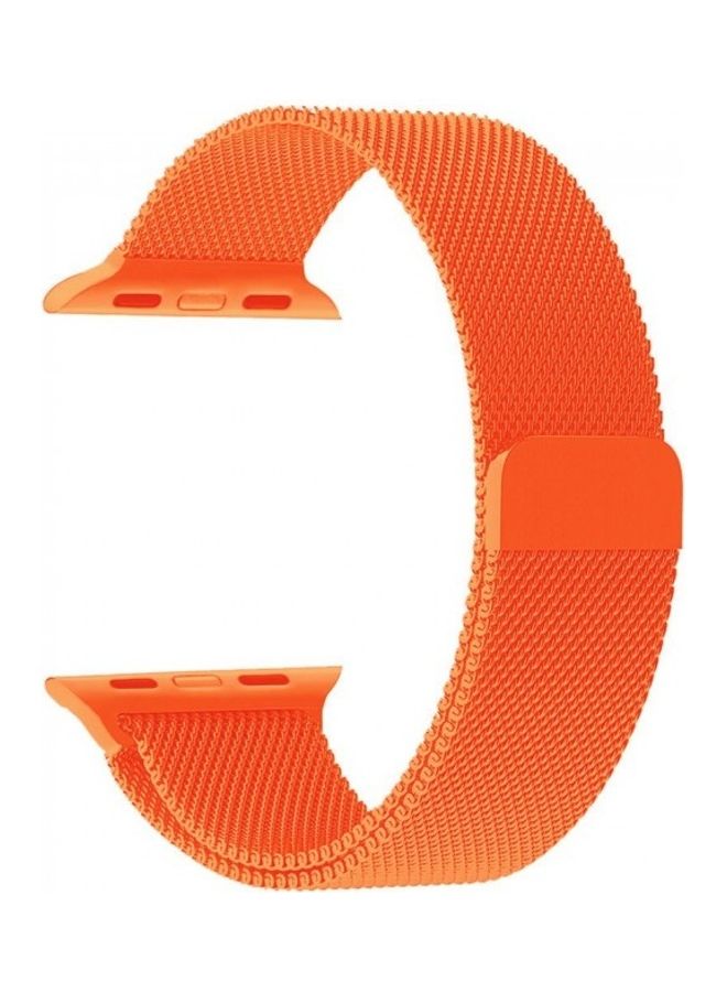 MARGOUN - Stainless Steel Milanese Loop Mesh Band for Apple Watch 7/6/SE/5/4/3/2/1 42mm/44mm/45mm Orange - Image 1