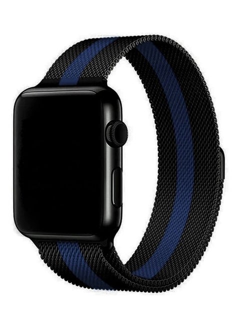Stainless Steel Milanese Loop Mesh Band for Apple Watch 7/6/SE/5/4/3/2/1 42mm/44mm/45mm Blue/Black