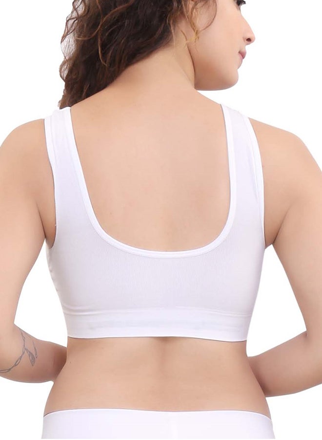 Glamroot Women's Seamless Padded Sports Bra For Yoga Gym With Removable Cups White - Image 2