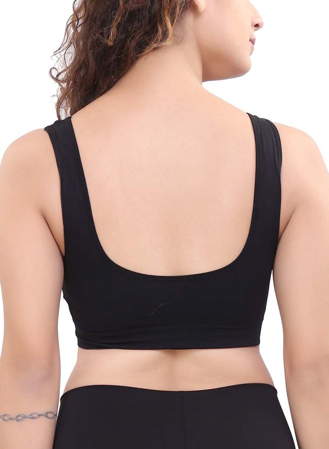 Glamroot Women's Seamless Padded Sports Bra For Yoga Gym With Removable Cups Black - Image 2