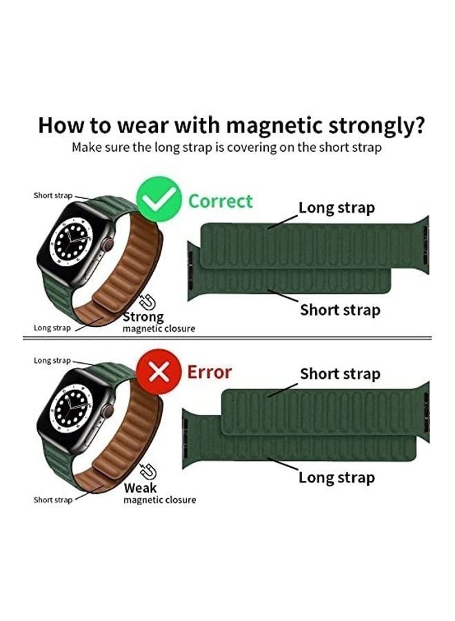 دادو سوار حلقي مغناطيسي من الجلد لساعة أبل سيريس  7 /6/5/4/3/SE مقاس 45/44/42 مم أخضر - Image 3