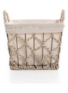 Basket With Handle And Lining Beige 32x23x26cm