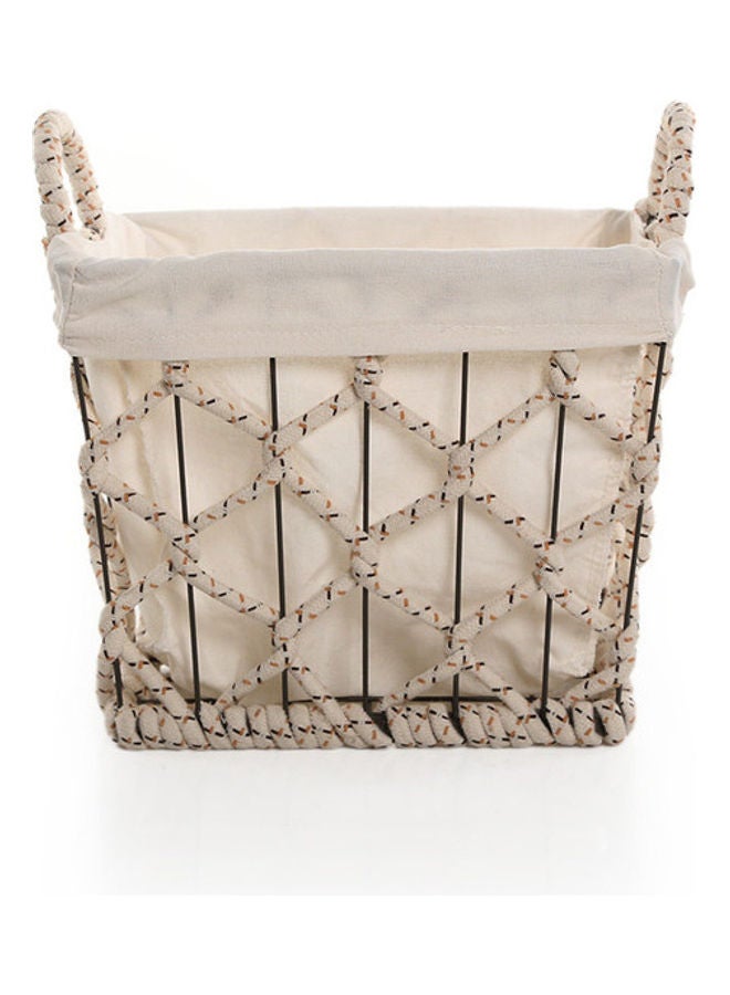 homes r us - Basket With Handle And Lining Beige 32x23x26cm - Image 1