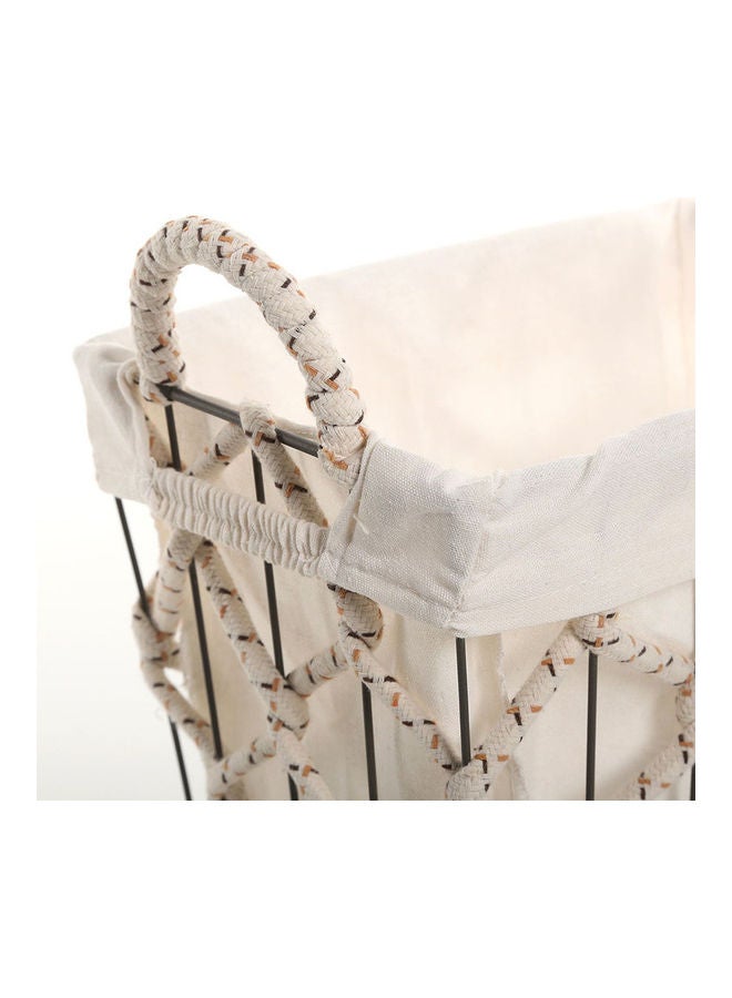 homes r us - Basket With Handle And Lining Beige 32x23x26cm - Image 1