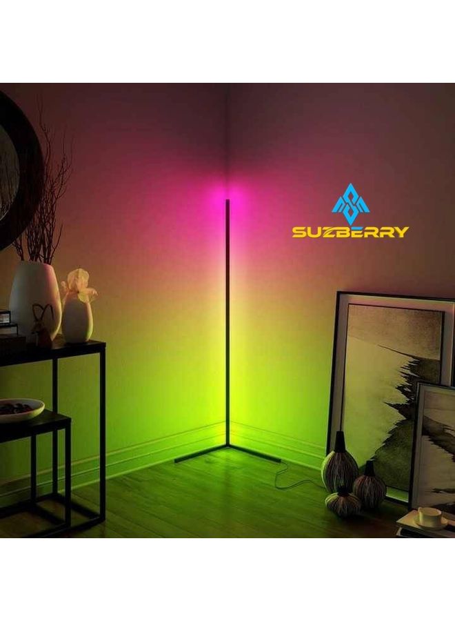 SUZBERRY - Smart LED Corner Floor Lamp With Remote Control Black - Image 1