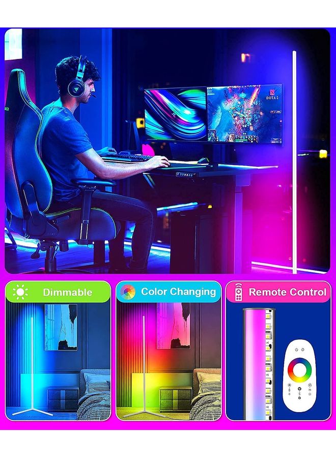 SUZBERRY Smart LED Corner Floor Lamp With Remote Control White - Image 2