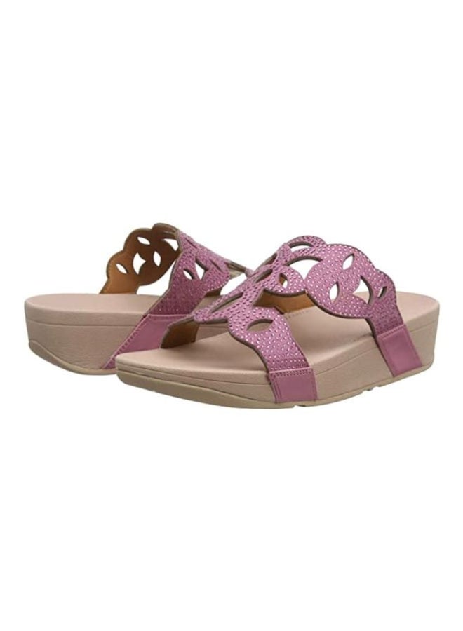 FitFlop - Elora Crystal Detail Wedge Heeled Sandals Heather Pink - Image 1