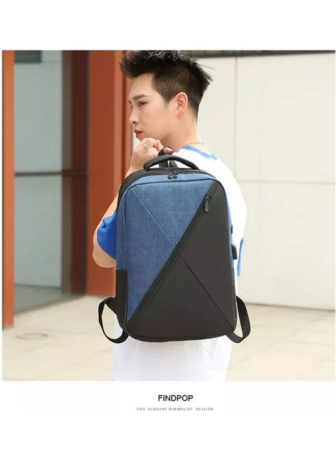 حقيبة ظهر ذكية لحمل اللاب توب من 3 قطع مناسبة للسفر أزرق/أسود - Image 2