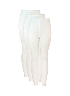 City Rose 3-Piece Full Length Inner Leggings With Elasticated Waistband Off White  - Image 1