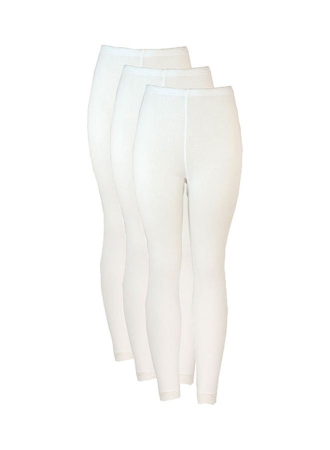 City Rose 3-Piece Full Length Inner Leggings With Elasticated Waistband Off White  - Image 1