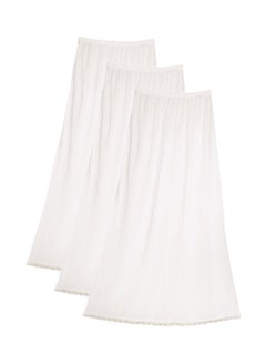 3-Piece Full Length Soft Inner Skirt With Elasticated Waistband Off White