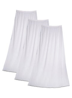 3 Pack Of Full Length Soft Inner Skirt With Elasticated Waistband White