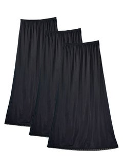 3 Pack Of Full Length Soft Inner Skirt With Elasticated Waistband Black