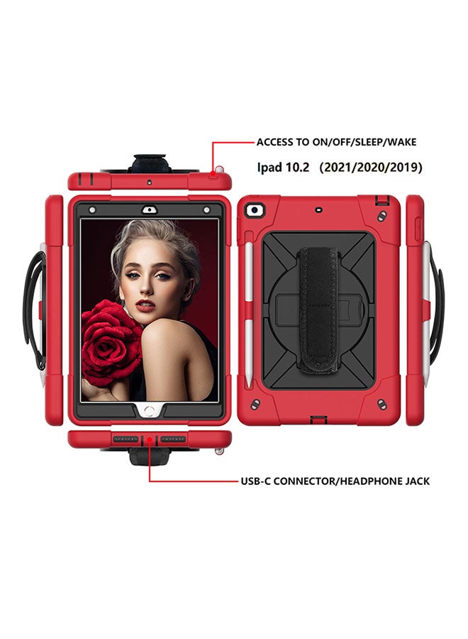 Rock Pow - Protective Case Cover for Apple iPad 10.2 inch (2021/2020/2019) Generation Red/Black - Image 1