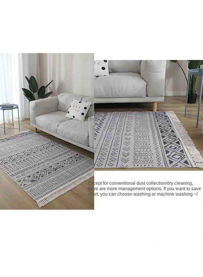 شاربدو سجادة قطنية منسوجة يدوياً ناعمة الملمس رمادي 200 × 140 سم - Image 3