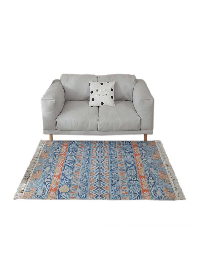 Sharpdo Hand-woven Cotton And Linen Bohemian Fringed Carpet Multicolour 200 X 140cm - Image 1