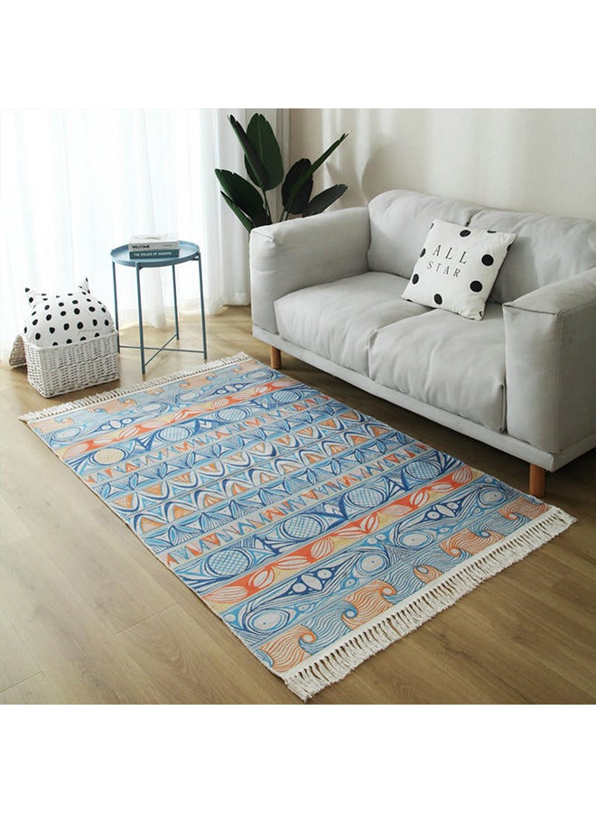 Sharpdo Hand-woven Cotton And Linen Bohemian Fringed Carpet Multicolour 200 X 140cm - Image 2