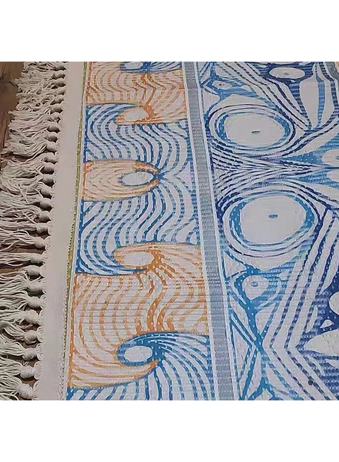 Sharpdo Hand-woven Cotton And Linen Bohemian Fringed Carpet Multicolour 200 X 140cm - Image 4