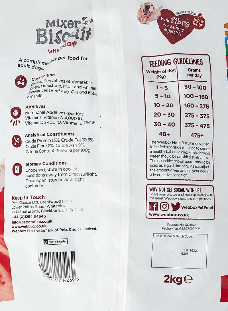 Webbox Dog Food Mixer Biscuit Beef 2kg  - Image 2