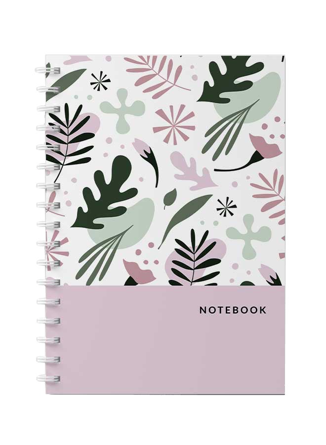 LOWHA Spiral Notebook For School Or Business Note Taking With 60 Sheets  Floral Design White Multicolour - Image 1