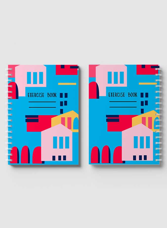 لوحة دفتر ملاحظات حلزوني للمدرسة أو العمل مع 60 ورقة كتاب تمارين بنمط سلس متعدد الألوان - Image 4