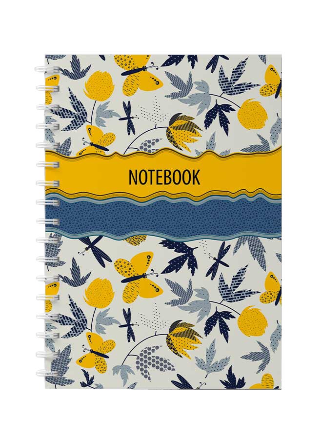 LOWHA Spiral Notebook For School Or Business Note Taking With 60 Sheets  Butterflies Dragonfly and Leaves Multicolour - Image 1