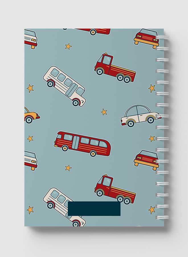 لوحة دفتر ملاحظات حلزوني للمدرسة أو الأعمال مع 60 ورقة من أنماط الحافلات والسيارات متعدد الألوان - Image 5